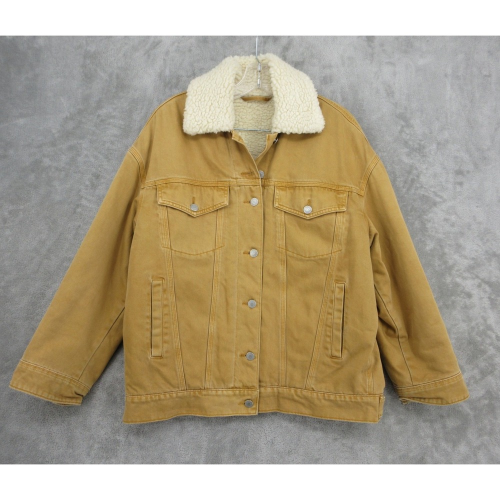 Other Stories Stockholm Atelier Jacket Women Size 4 Trucker Sherpa Lined Mustard